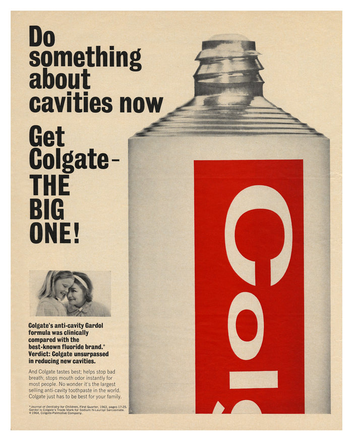 “Do something about cavities now” Colgate ad (1964)