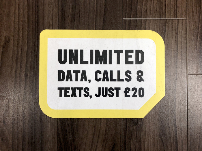 Sim-shaped floor display sticker
