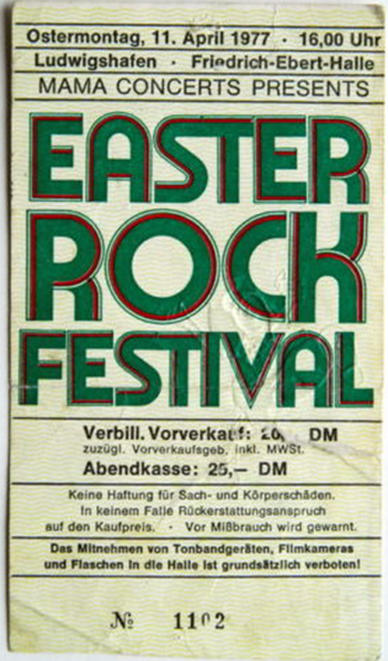 Ticket for the concert in Ludwigshafen.
