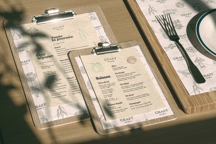 Menus for food and beverages