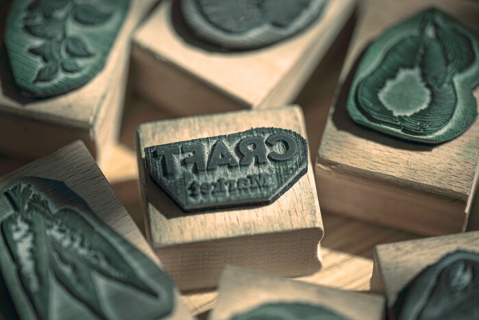 CRAFT Market logo on a rubber stamp detail