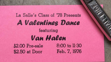“A Valentines Dance” ft. Van Halen ticket (1976)