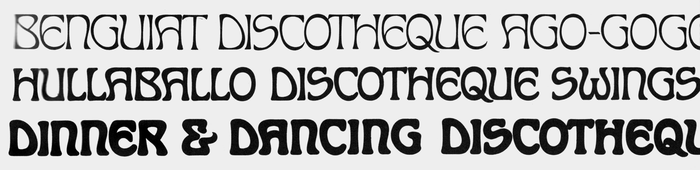 A sample of the three solid styles of , compiled from Photo-Lettering’s One Line Manual of Styles (1971).