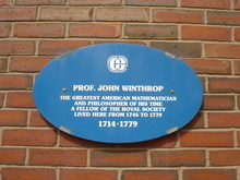 Prof. John Winthrop memorial plaque