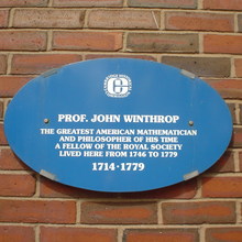 Prof. John Winthrop memorial plaque