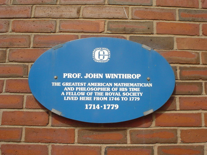 Prof. John Winthrop memorial plaque