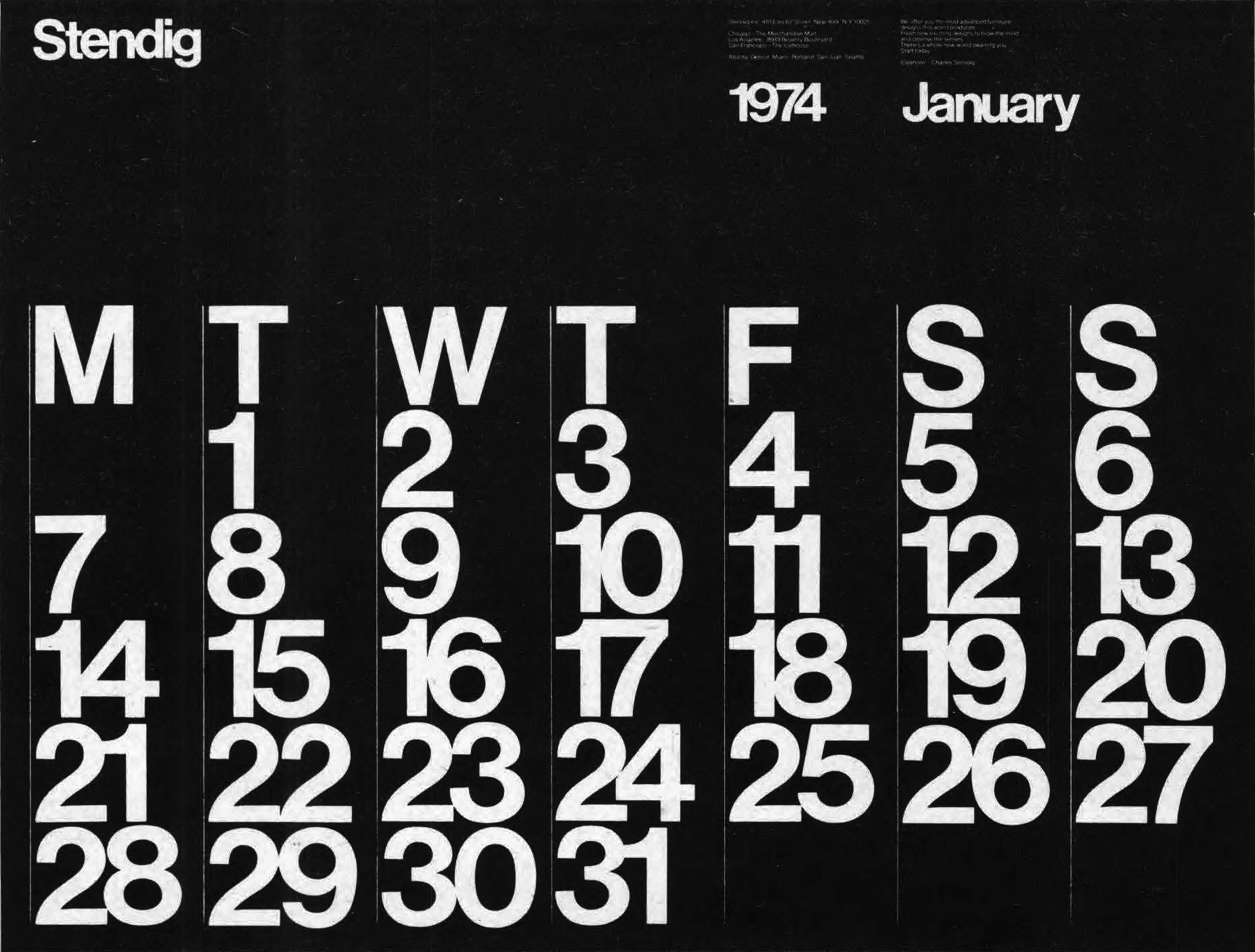 Stendig Calendar Fonts In Use