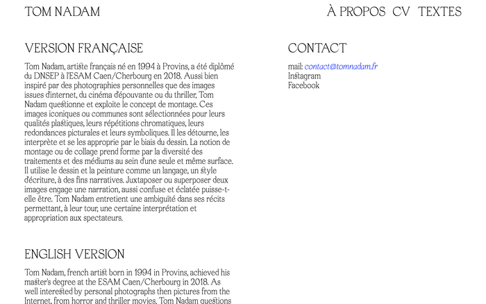 Tom Nadam portfolio website 3