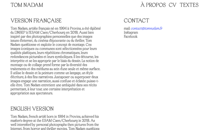 Tom Nadam portfolio website 3