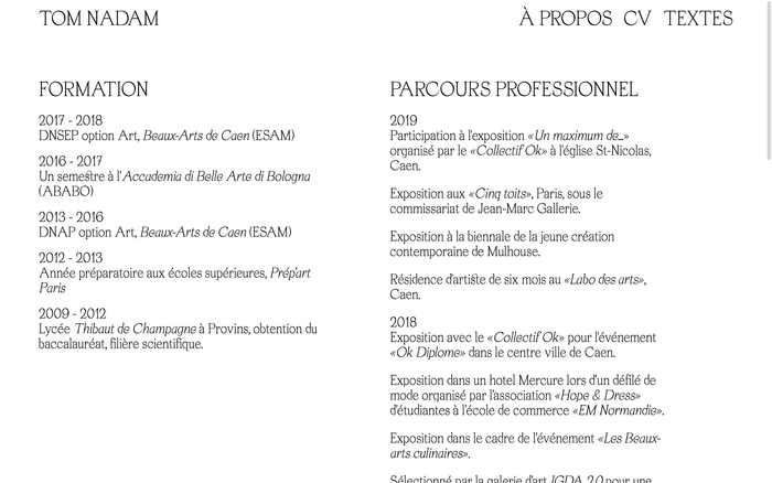 Tom Nadam portfolio website 4