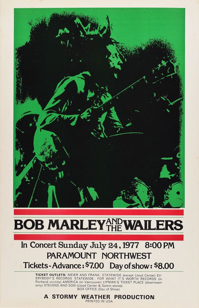 Bob Marley and the Wailers at the Paramount Theatre concert posters 1