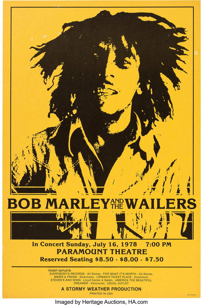 Bob Marley and the Wailers at the Paramount Theatre concert posters 2
