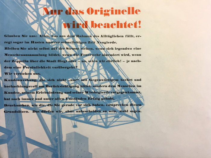 “Nur das Originelle wird beachtet!”, Frobenius AG