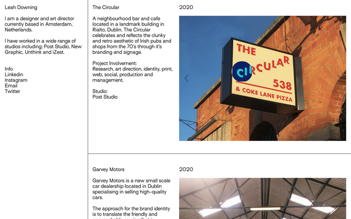 Leah Downing portfolio website 1