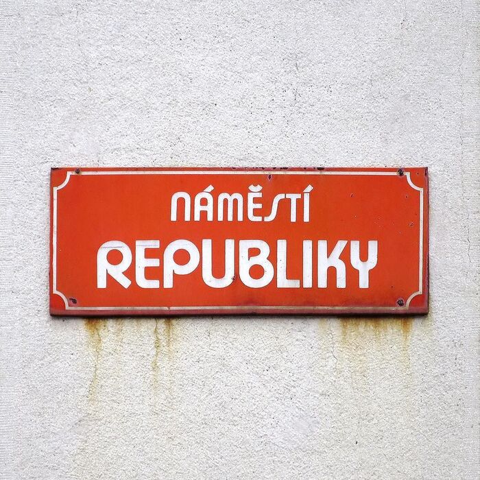 Náměstí Republiky sign, Pardubice