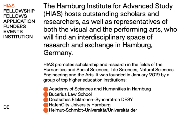 Hamburg Institute for Advanced Study (HIAS) website 2