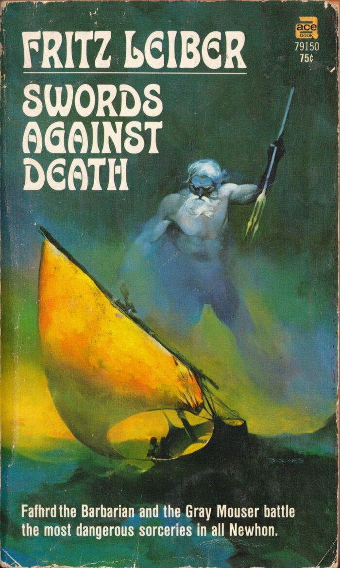 Swords Against Death (#2), Ace 79150, 1970. The small text on vols 2&ndash;4 is set in . This cut originated at Haas as .