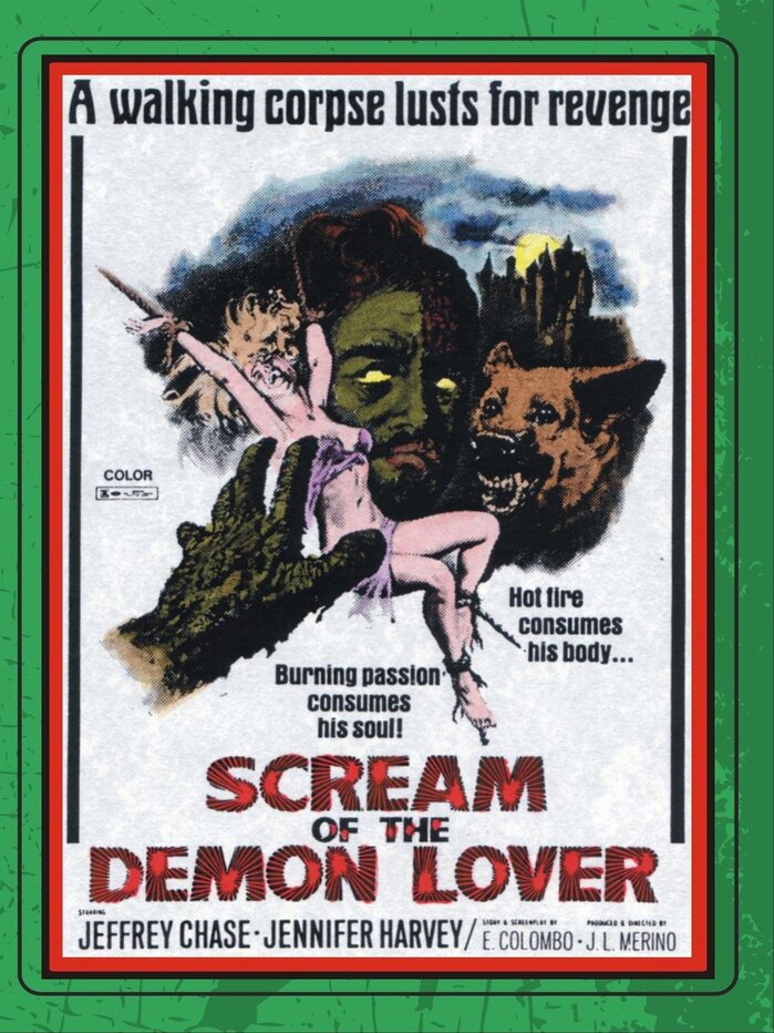 Poster for Scream of the Demon Lover, featuring , , , and  Condensed.