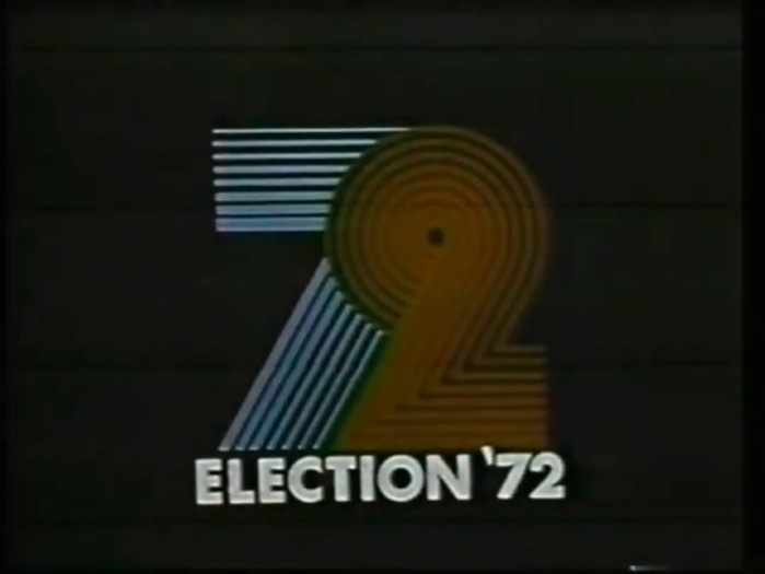 Still from an animated sequence. &ldquo;Election &rsquo;72&rdquo; is in caps from  Bold.