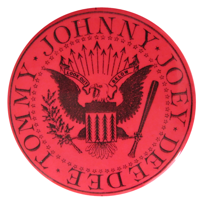 Vega&rsquo;s Ramones seal is well-suited for punk rock pin-back buttons. In a recent talk by Christen Carter of the Busy Beaver Button Museum, she explained the role of the Ramones in solidifying buttons as a punk rock fashion accessory.