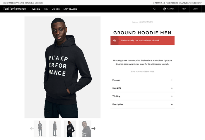 Peak Performance website and clothes 2