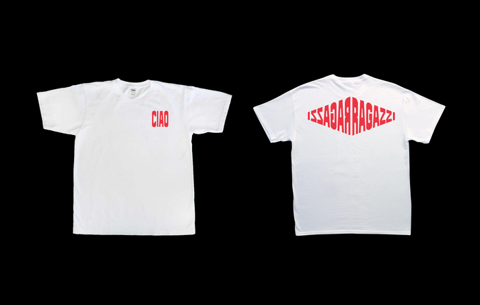 T-Shirt featuring a logo variant where the trapezoidal word silhouette is echoed in mirrored form