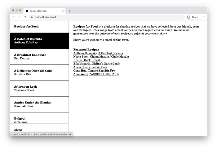 Recipes for Food 1