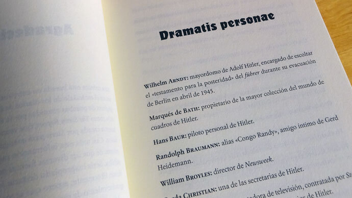 Inside the book, headlines in Alarm are paired with text set in  by .