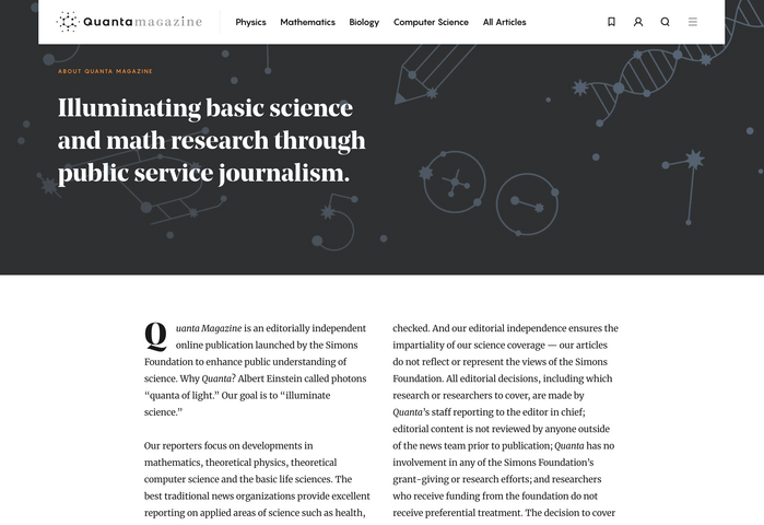 Quanta Magazine website 3