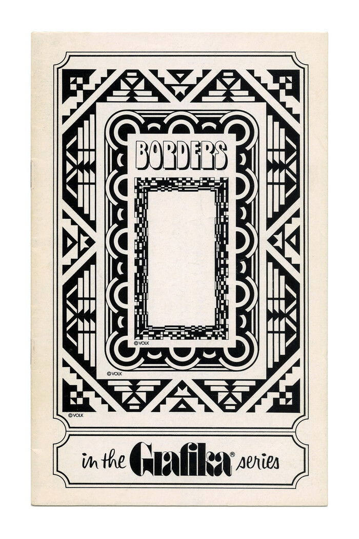 “Borders” (No. G60) ft.  Shaded. The logo of the Grafika subseries is in . The script appears to be lettering.