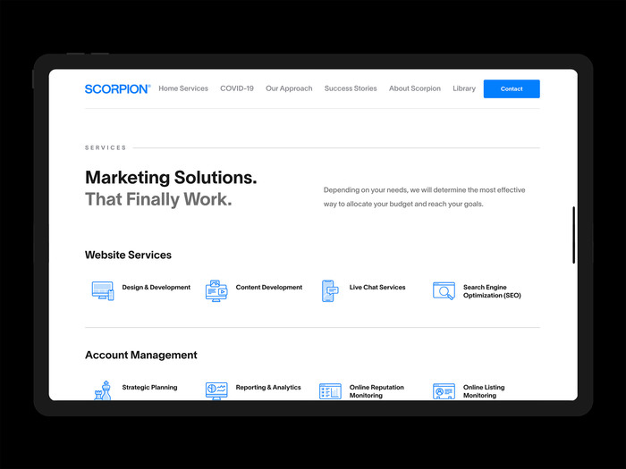 Scorpion Inc. website 2