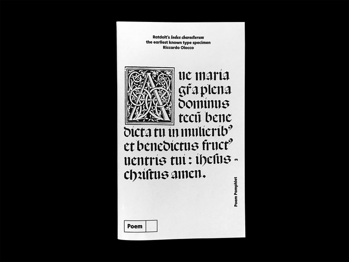 Erhard Ratdolt’s Index characterum, the earliest known type specimen, Poem Pamphlet No.&nbsp;3 1