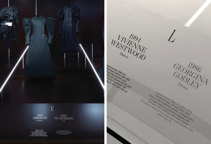 The Met design team enhanced the exhibition experience by using Roman numerals inspired by the classic clock face for each dress pairings as if the visitors are walking from one minute to another.