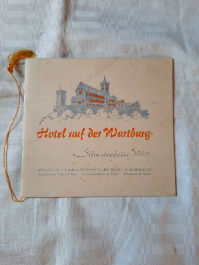 Hotel auf der Wartburg Silvesterfeier 1956 menu 1