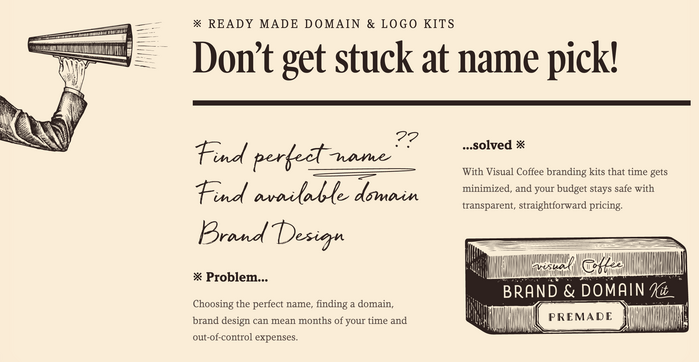 The hero section illustrations include texts rendered in Portuguesa (both Sans and Script), Quickbrush, and Charcuterie Deco.