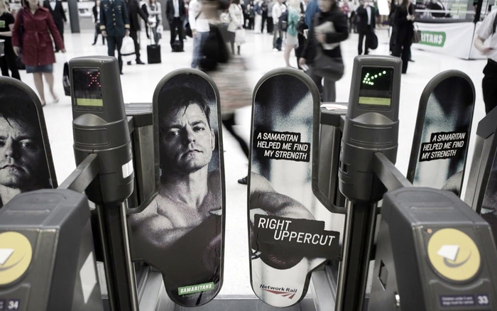 Campaign combating male suicide in London’s Waterloo station, in partnership with Network Rail