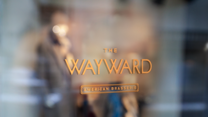 Logotype on the window. “Wayward” is in Sud, the rest in Altero.