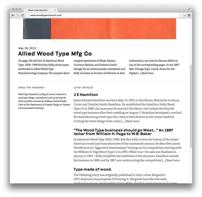 Wood Type Research website 2