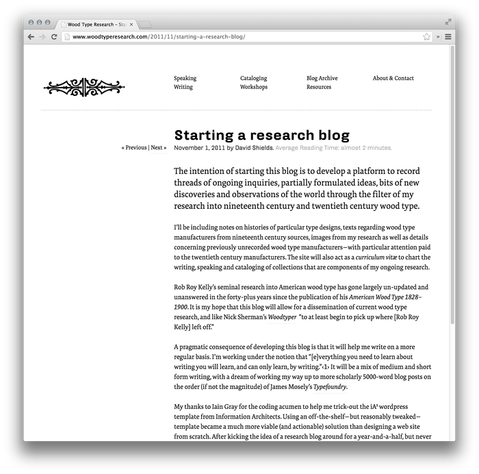 Wood Type Research website 3