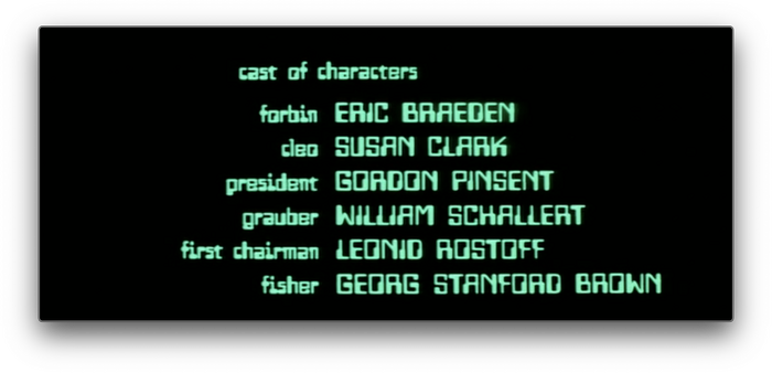 Colossus: The Forbin Project (1970) titles 9