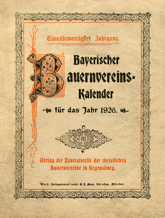 Bayerischer Bauernvereins-Kalender für das Jahr 1926 (volume 21).