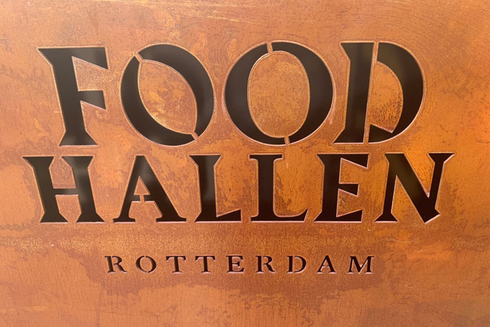 Foodhallen stencilled logotype in Rotterdam.