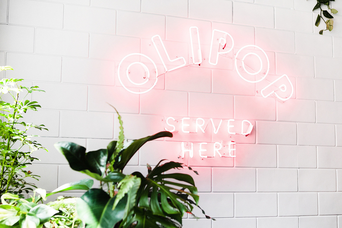 Olipop display in Grand Central Market, Los Angeles