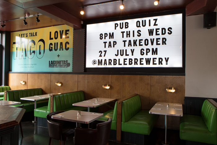 Draft House Tower Bridge, with changeable vinyl lettering