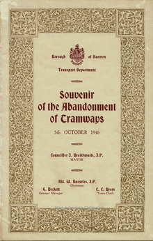 Borough of Darwen Transport Department – <cite>Souvenir of the Abandonment of Tramways</cite>, 5 October 1946