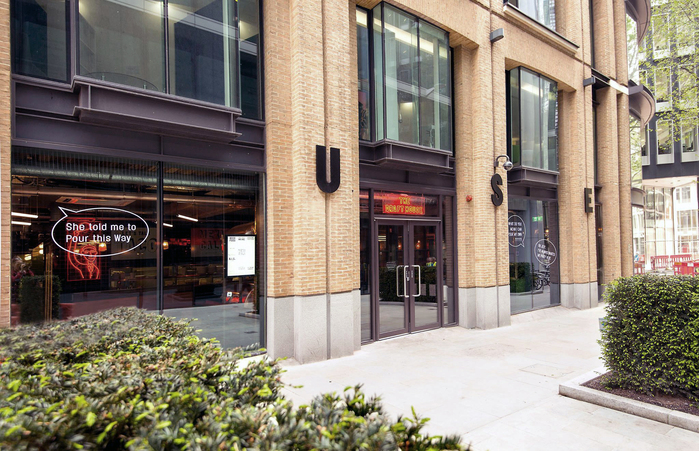 Draft House Chancery, final graphics with wall mounted, back-lit letters wrapping around the building