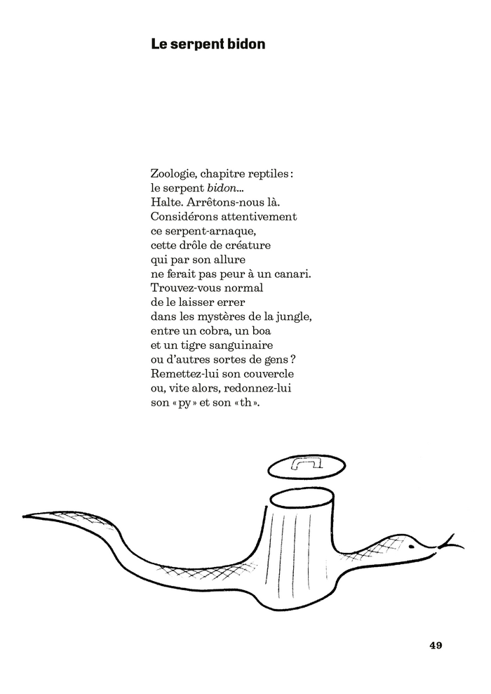 Page ft. &ldquo;Le serpent bidon&rdquo;.