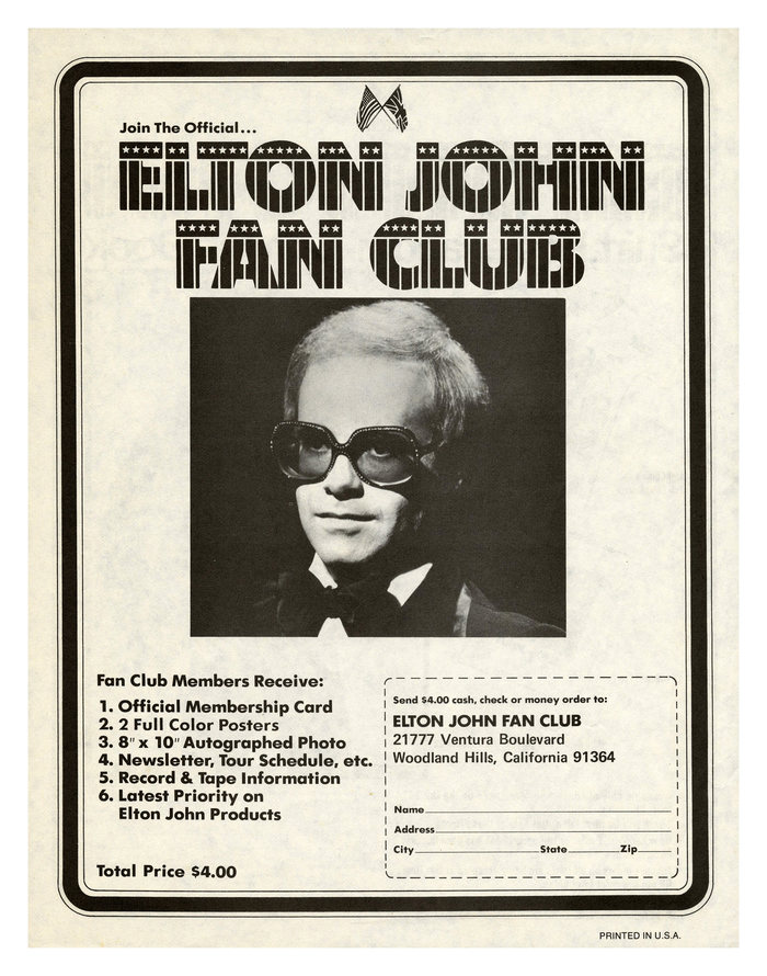 Elton John Fan Club ads (1974) 1