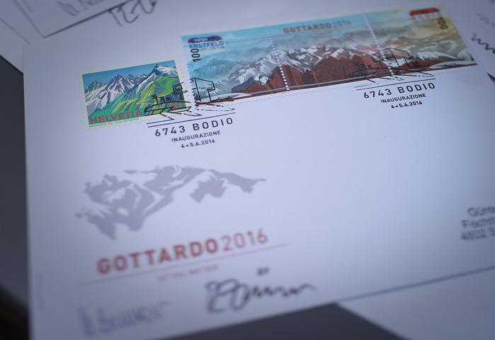 First Day Cover with special postmark from the Bodio post office in the Italian-speaking part of Switzerland.