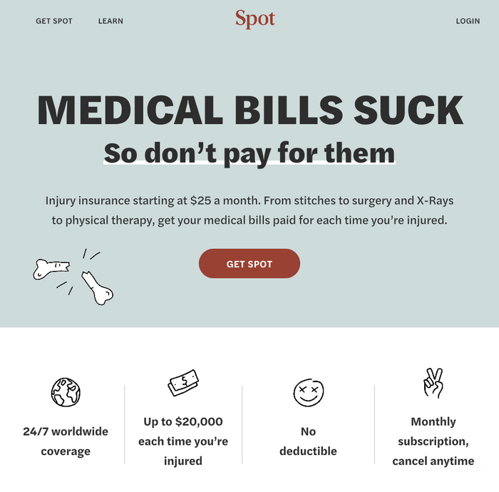 Getting the weight right: This detail from the homepage features Halyard Text Black (headline), Regular (intro text), Semibold (selling points and button text), and Medium (navigation).
